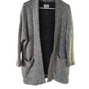 Marine Layer Women’s Birdseye Blazer Cardigan Chunky-Knit Black and White Size L